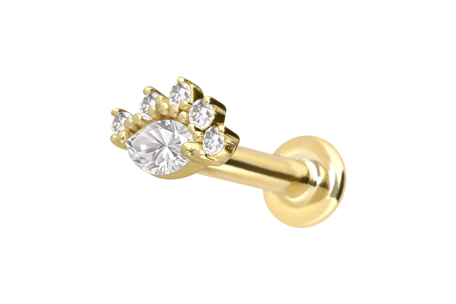 14 Karat Gold Labret Piercing mit Push Fit MOISSANITE-AUGE